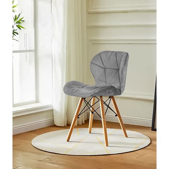 Set od 4 baršunastih stolica za blagovaonicu i dnevni boravak - sive