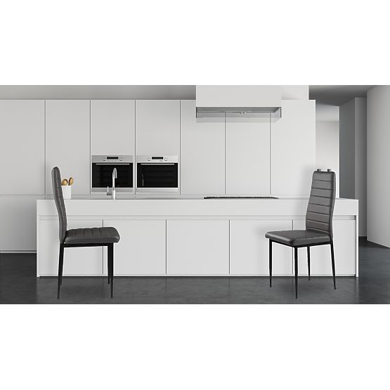 Set od 4 stolica od eko kože s visokim naslonom - sive