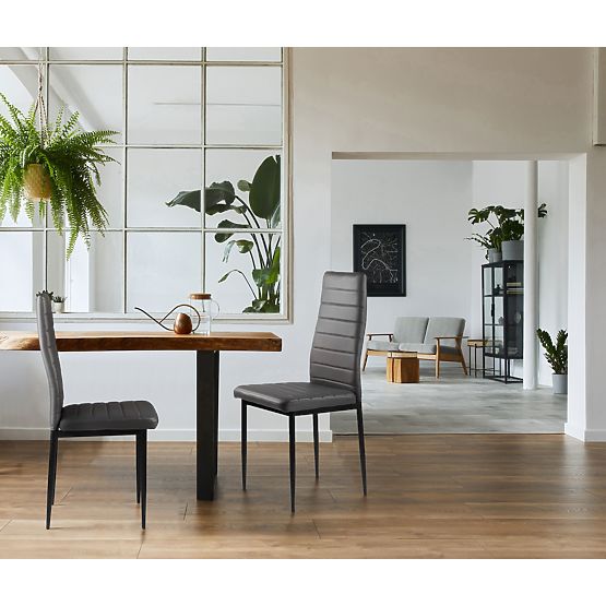 Set od 4 stolica od eko kože s visokim naslonom - sive