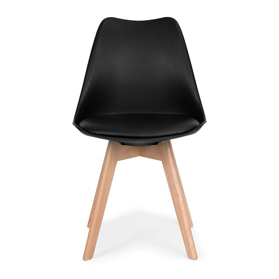 Set od 4 stolica za dnevni boravak i blagovaonicu s jastukom od eko kože Crne ModernHome