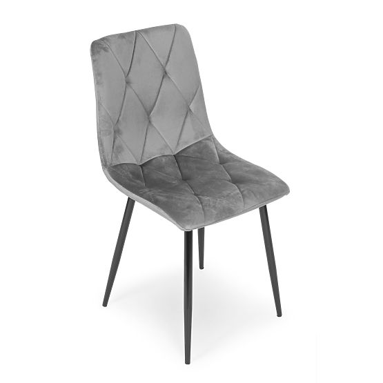 Set od 4 tapeciranih baršunastih stolica za blagovaonicu i dnevni boravak - sive