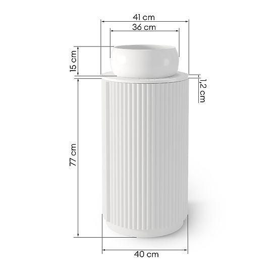 Set ormarića s pločom i umivaonikom La promessa 40 cm, rebrasti, zaobljeni, bijeli