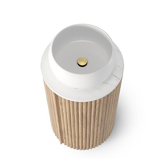 Set ormarića s pločom i umivaonikom La promessa 40 cm, rebrasti, zaobljeni, hrast/bijela