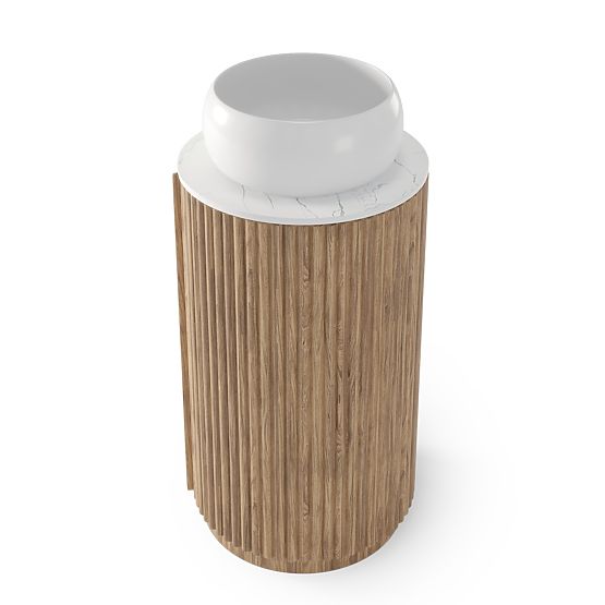 Set ormarića s pločom i umivaonikom La promessa 40 cm, rebrasti, zaobljeni, hrast/bijela