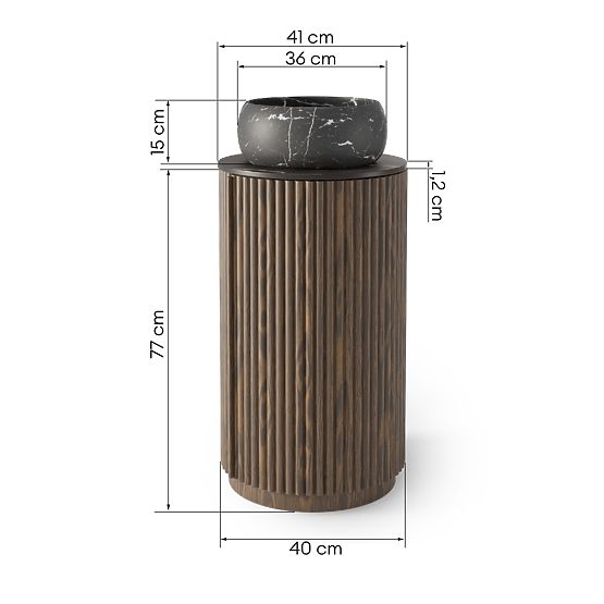 Set ormarića s pločom i umivaonikom La promessa 40 cm, rebrasti, zaobljeni, tamni orah/crna