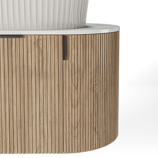 Set ormarića s pločom i umivaonikom La simplicite 80 cm, žljebast, zaobljen, Glit White/hrast