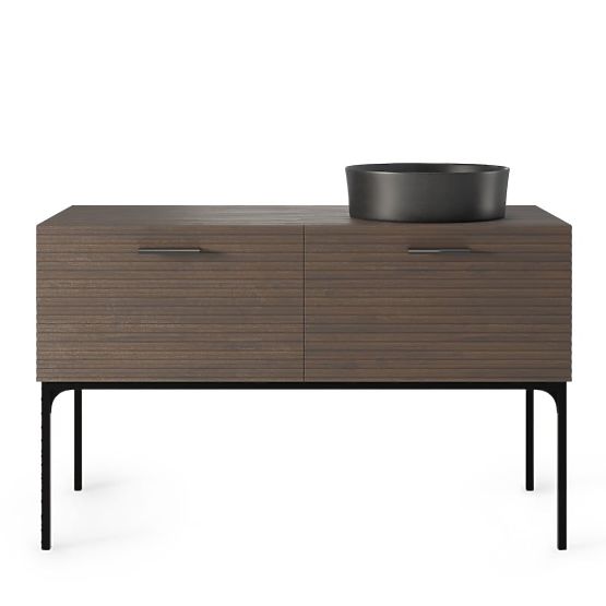 Set ormarića s umivaonikom La Purete 120 cm, s utorima, orah/crna