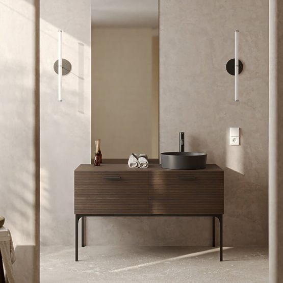 Set ormarića s umivaonikom La Purete 120 cm, s utorima, orah/crna