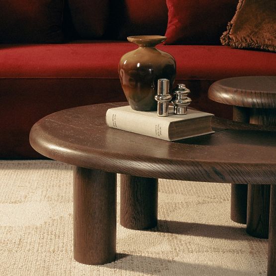 Set stolića Sirocco, tamni hrast, zaobljeni oblici