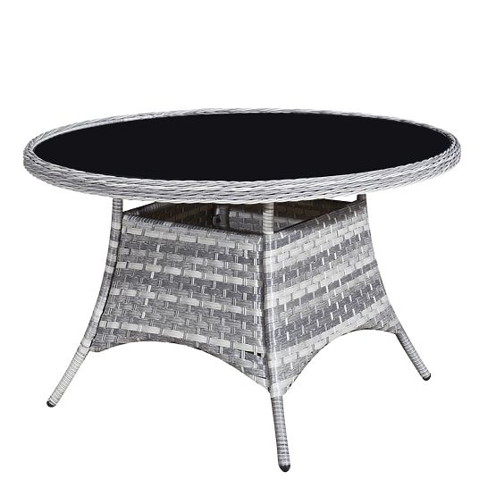 Set stolnog namještaja od tehnoratana (4 stolice + okrugli stol) MODERNO svijetlosiva