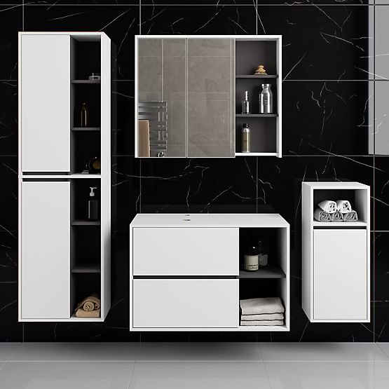 SET VISEĆEG KUPAONSKOG NAMJEŠTAJA S OTVORIMA VAMI BIJELA / GRAFITNO SIVA