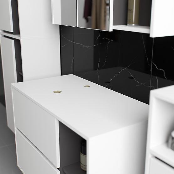 SET VISEĆEG KUPAONSKOG NAMJEŠTAJA S OTVORIMA VAMI BIJELA / GRAFITNO SIVA