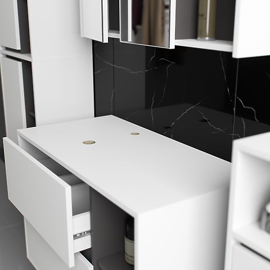 SET VISEĆEG KUPAONSKOG NAMJEŠTAJA S OTVORIMA VAMI BIJELA / GRAFITNO SIVA