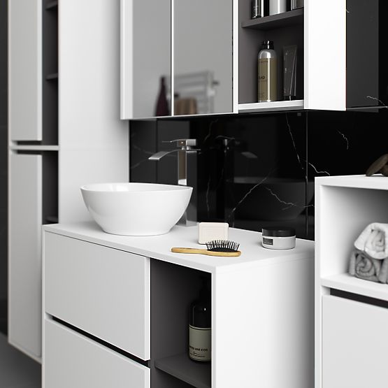 SET VISEĆEG KUPAONSKOG NAMJEŠTAJA S OTVORIMA VAMI BIJELA / GRAFITNO SIVA