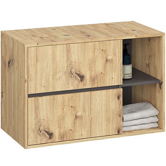 SET VISEĆEG KUPAONSKOG NAMJEŠTAJA S OTVORIMA VAMI HRAST ARTISAN / GRAFIT SIVA