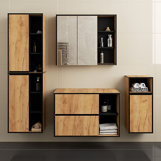 SET VISEĆEG KUPAONSKOG NAMJEŠTAJA S OTVORIMA VAMI HRAST CRAFT / CRNA