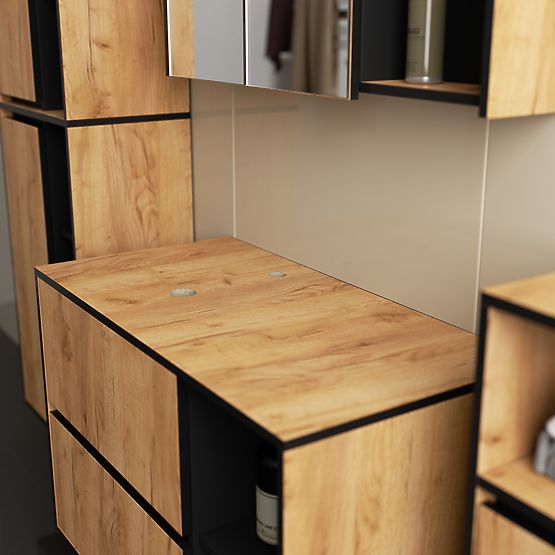 SET VISEĆEG KUPAONSKOG NAMJEŠTAJA S OTVORIMA VAMI HRAST CRAFT / CRNA