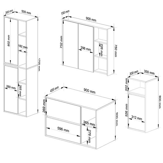 SET VISEĆEG KUPAONSKOG NAMJEŠTAJA VAMI HRAST ARTISAN / GRAFIT SIVA