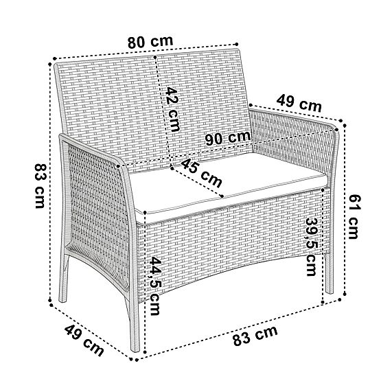 Set vrtnog namještaja CAMELIA crna crni jastuci