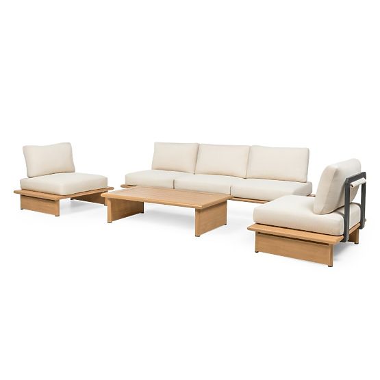 Set vrtnog namještaja Conny aluminijski, svijetlo bež, efekt drva