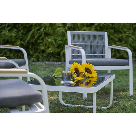 Set vrtnog namještaja od aluminija (2 x stolica, sofa + stol) RARO bijela, siva