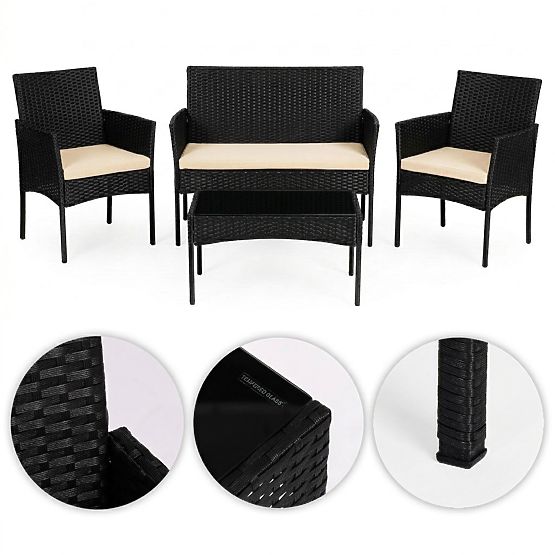 Set vrtnog namještaja od tehnoratana klupa stol stolice crna MultiGarden