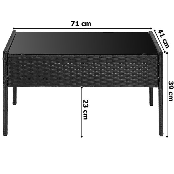 Set vrtnog namještaja od tehnoratana MAGNOLIA crna sa sivim jastucima