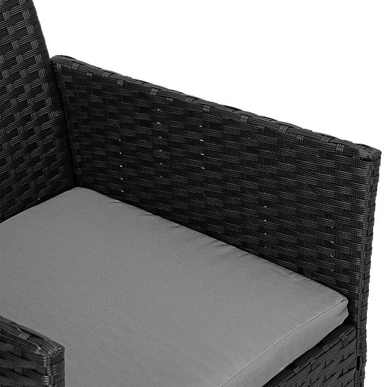 Set vrtnog namještaja od tehnoratana MAGNOLIA crna sa sivim jastucima