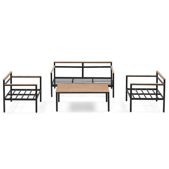 Set vrtnog namještaja Porticello, aluminijski, akacijevo drvo FSC, izgled tikovine, bež/crna