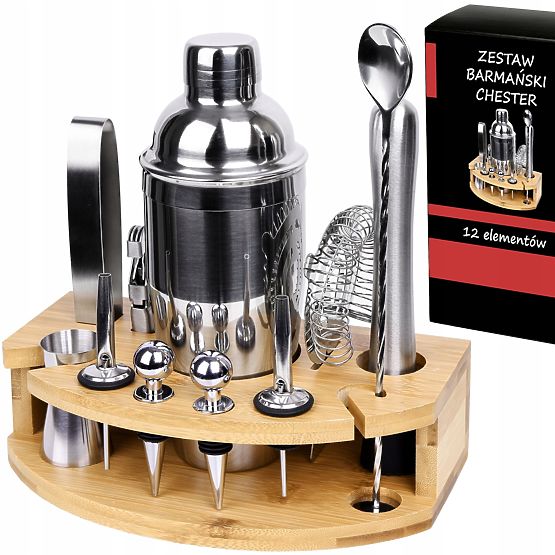 Set za barmene CHESTER kromirani 12 dijelova