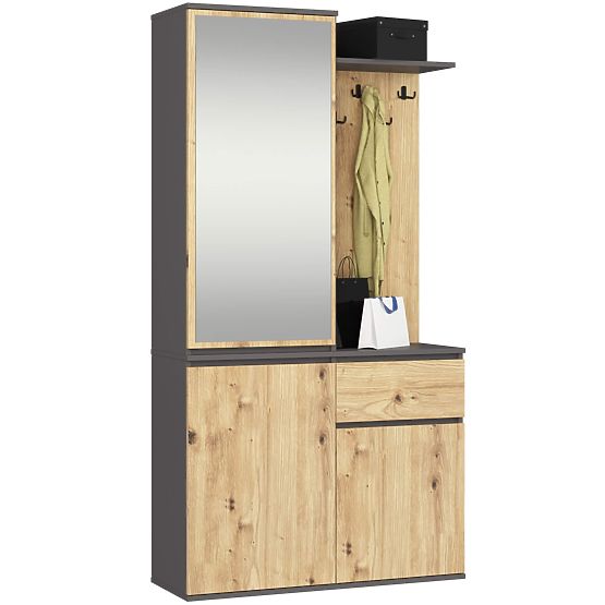 SET ZA HODNIK ENTRO PK GRAFIT SIVA / HRAST ARTISAN