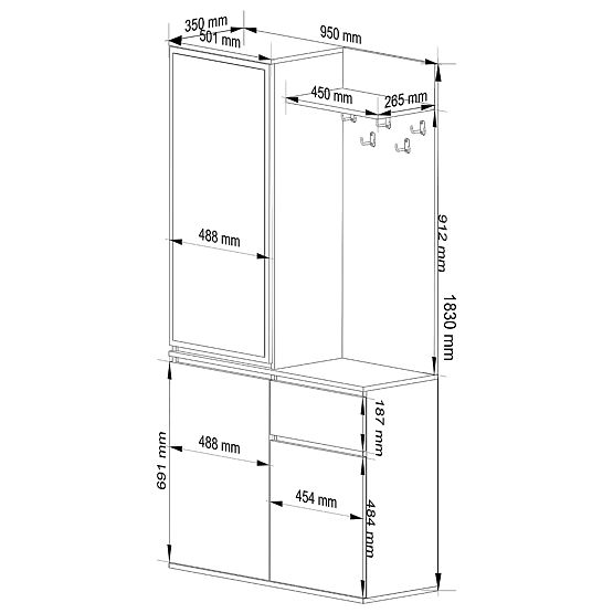 SET ZA PREDSOBLJE ENTRO PK HRAST SONOMA