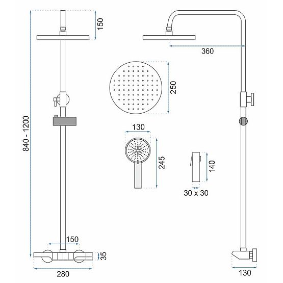 Set za tuširanje REA Savio s LED zaslonom Crna