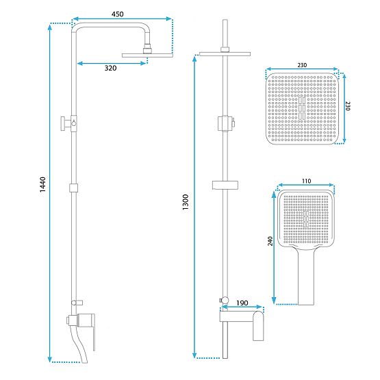 Set za tuširanje REA STORM ZLATNI MAT