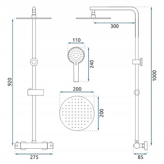 Set za tuširanje s termostatom REA Bliss zlatni brušeni