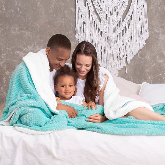 SHLEEPY pokrivač tirkizni s žakard uzorkom klasični stil 220x240