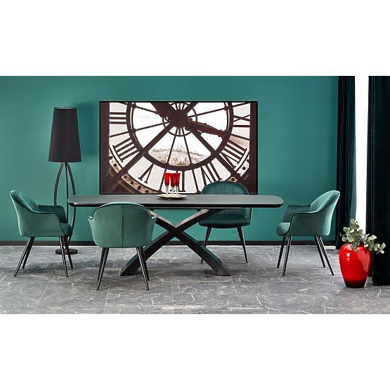 SILVESTRO proširivi stol ploča - tamno siva, noga - crna