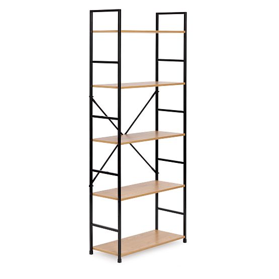 Široka moderna drvena polica LOFT s 5 polica