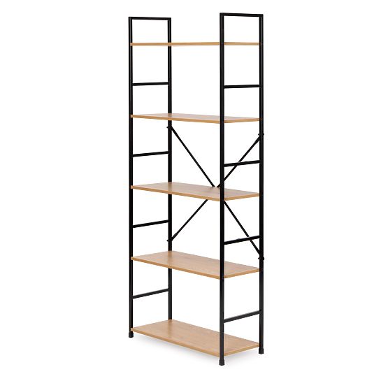 Široka moderna drvena polica LOFT s 5 polica