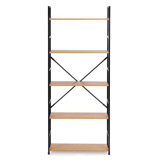 Široka moderna drvena polica LOFT s 5 polica