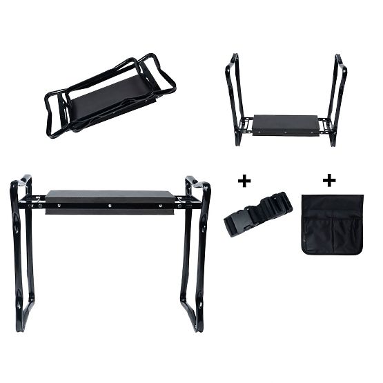 Sklopiva klečeća stolica za rad u vrtu s pojasom za alat i 2 organizatora