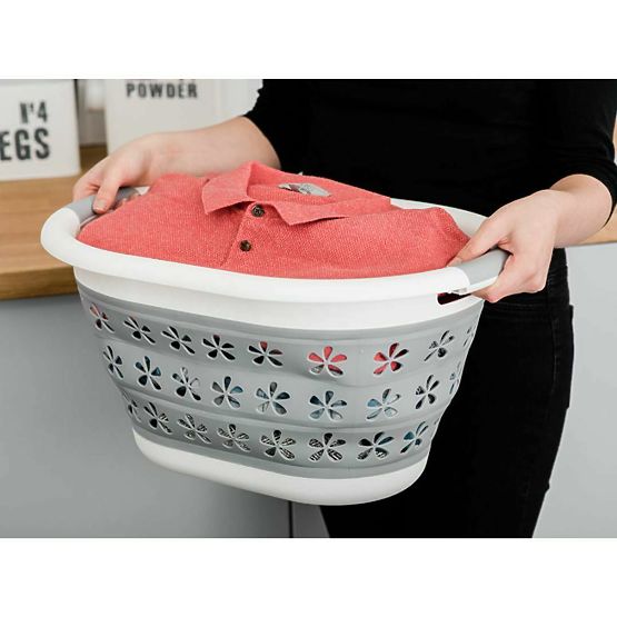Sklopiva ovalna zdjela 50 x 37 cm bijelo-siva OVAL COMPACT 25L