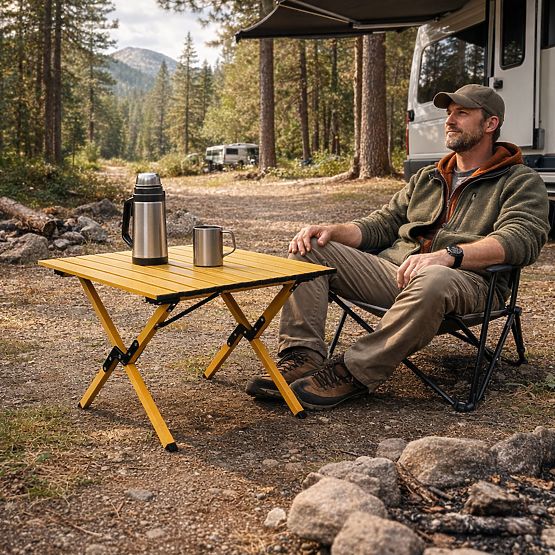 Sklopivi turistički stol 60x60 cm kamping s torbom MultiGarden