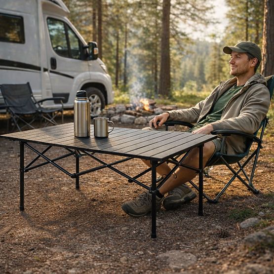 Sklopivi turistički stol 95x55 cm kamping s torbom crni MultiGarden