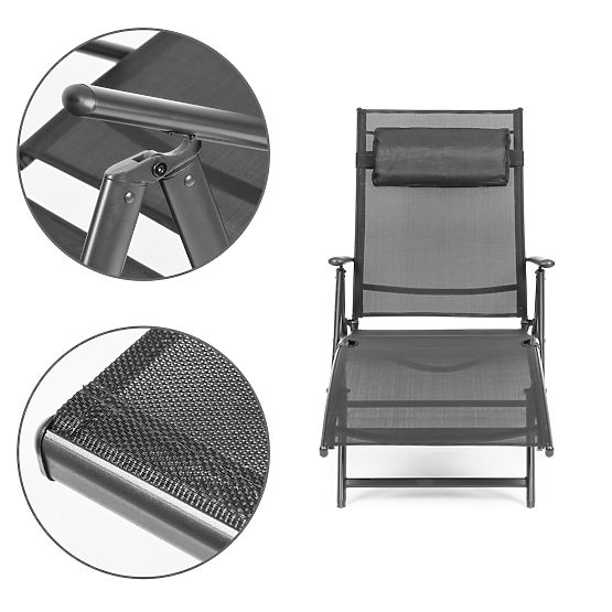 Sklopivi vrtni ležaljka s podesivim naslonom, čelična konstrukcija, siva MultiGarden