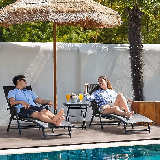 Sklopivi vrtni ležaljka za plažu s podesivim naslonom, čelična konstrukcija ModernHome