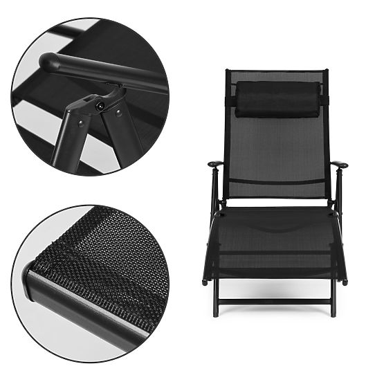 Sklopivi vrtni ležaljka za plažu s podesivim naslonom, čelična konstrukcija ModernHome