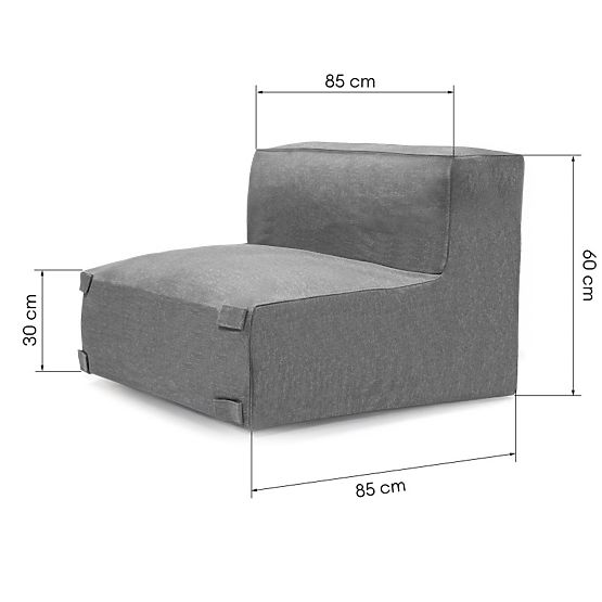 Središnji modul za vrtni kut Vacuum s navlakom, sivi