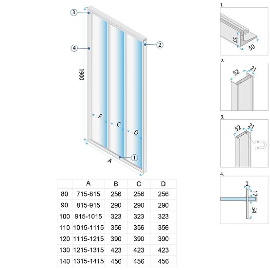 Staklena vrata za tuš Rea Alex 120