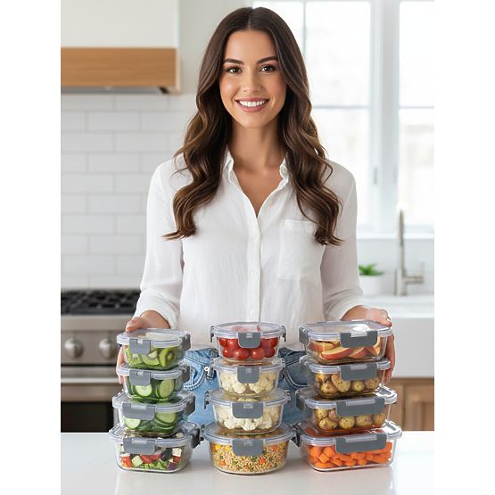 Staklene posude za hranu CATONIA - set od 12 komada